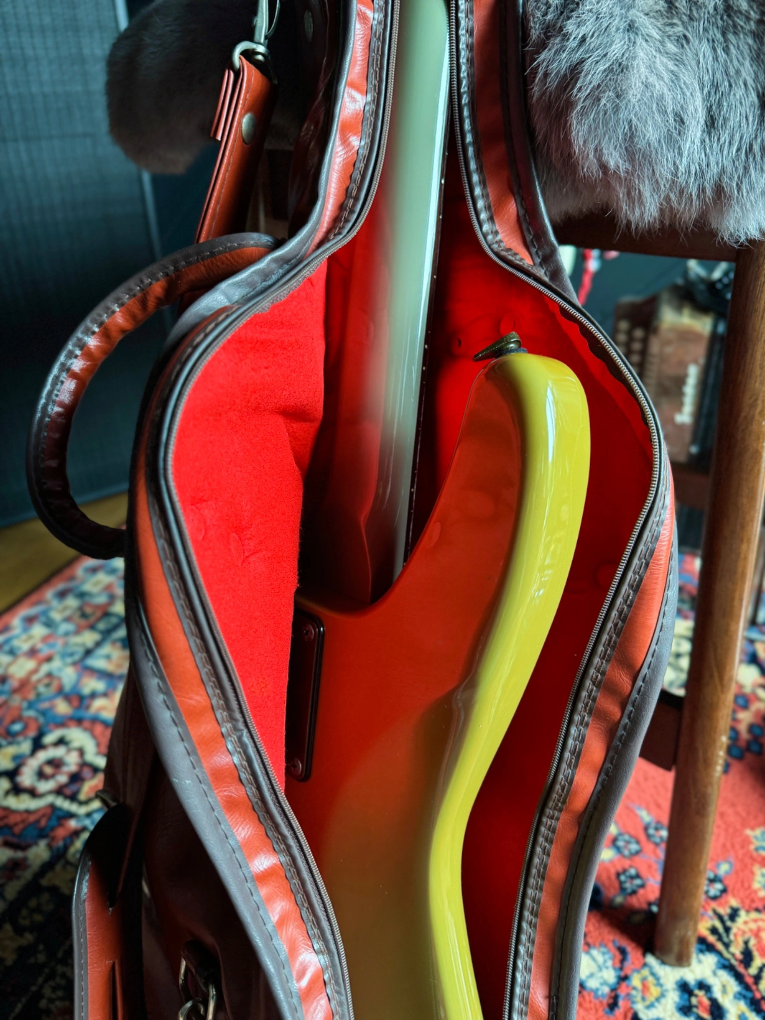 Ibanez RB830 with the gig bag open