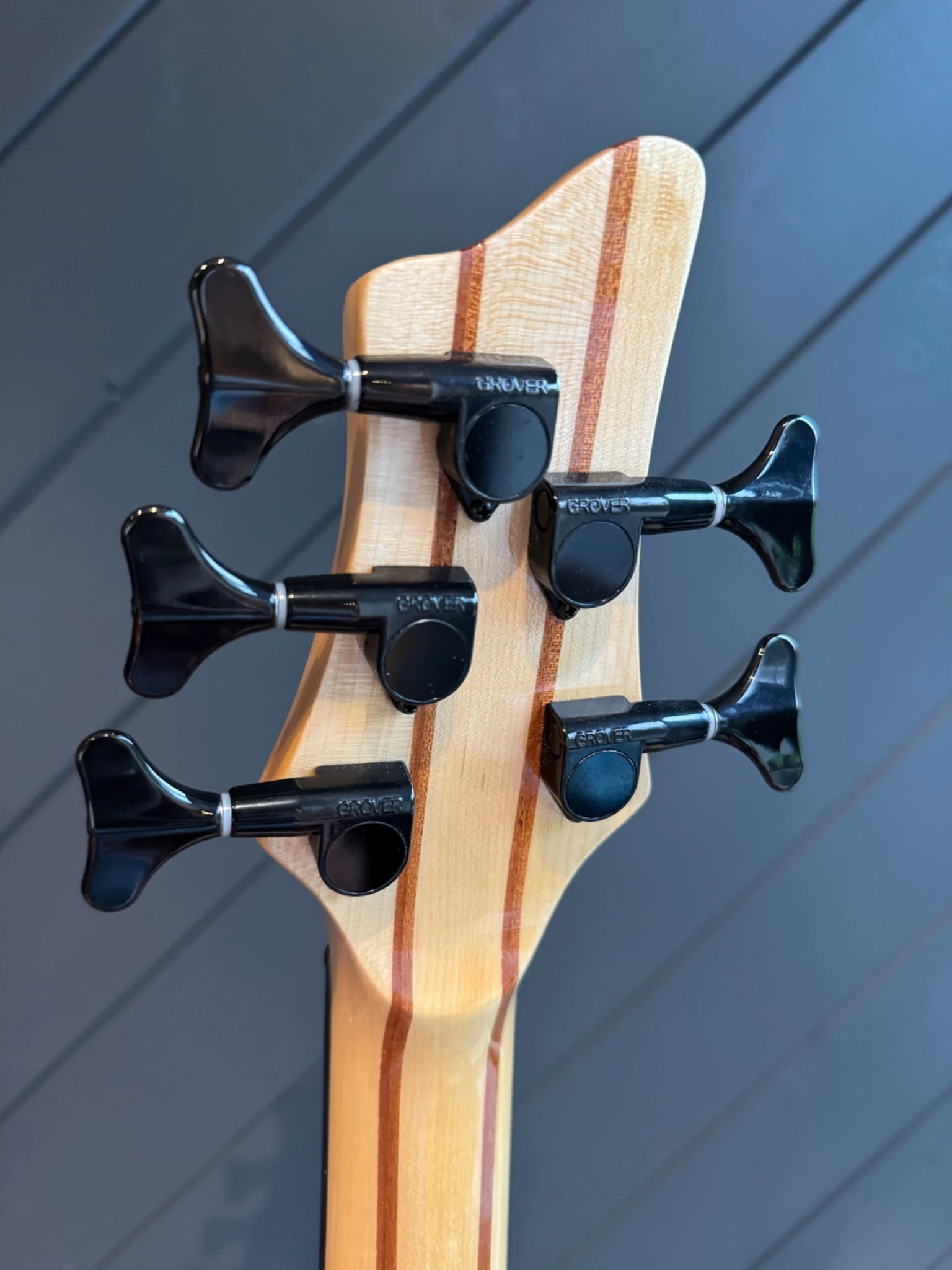 Rear of the headstock showing the tuner arrangement