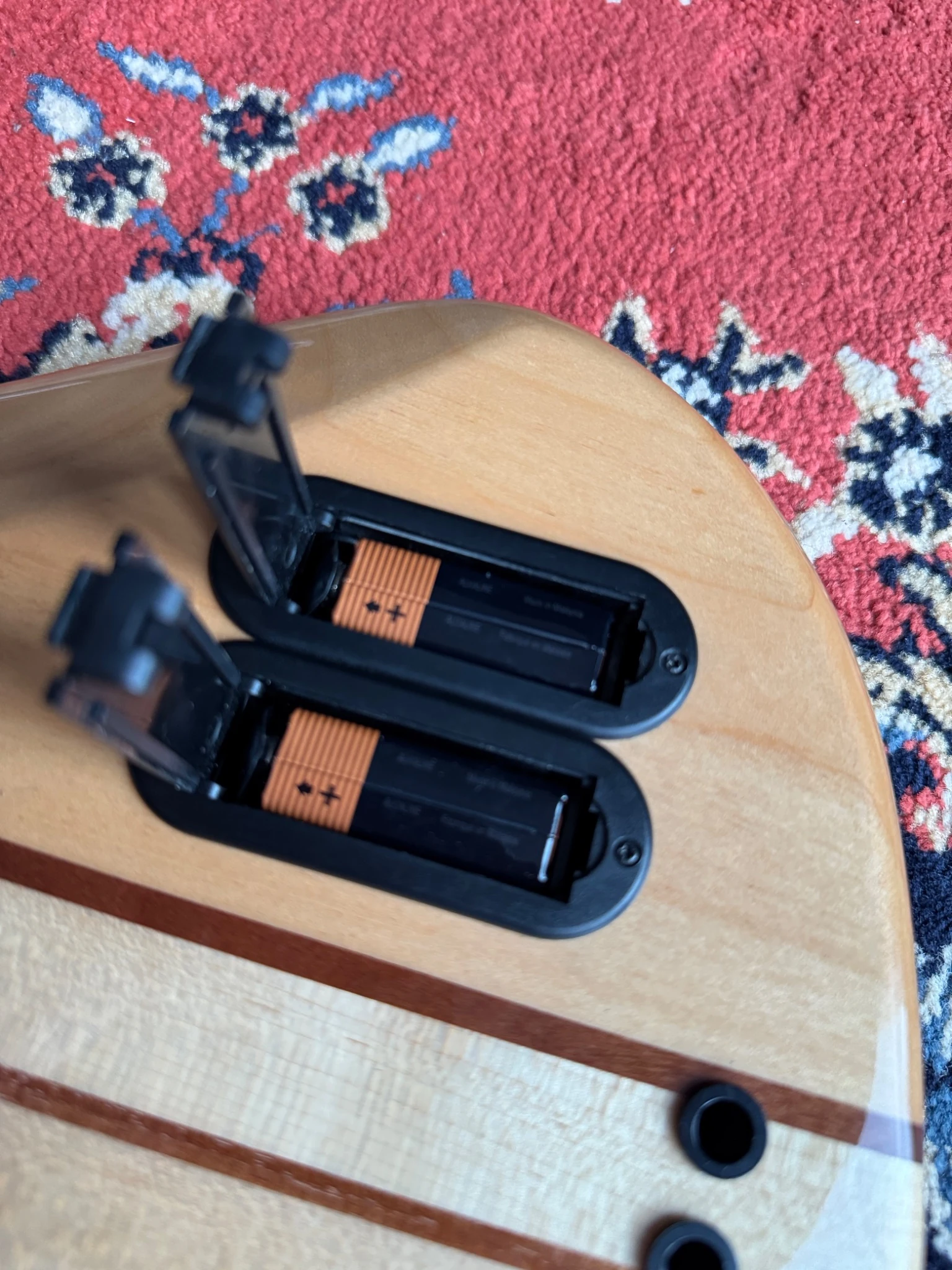 Pickup cavities and wiring visible with the pickups removed