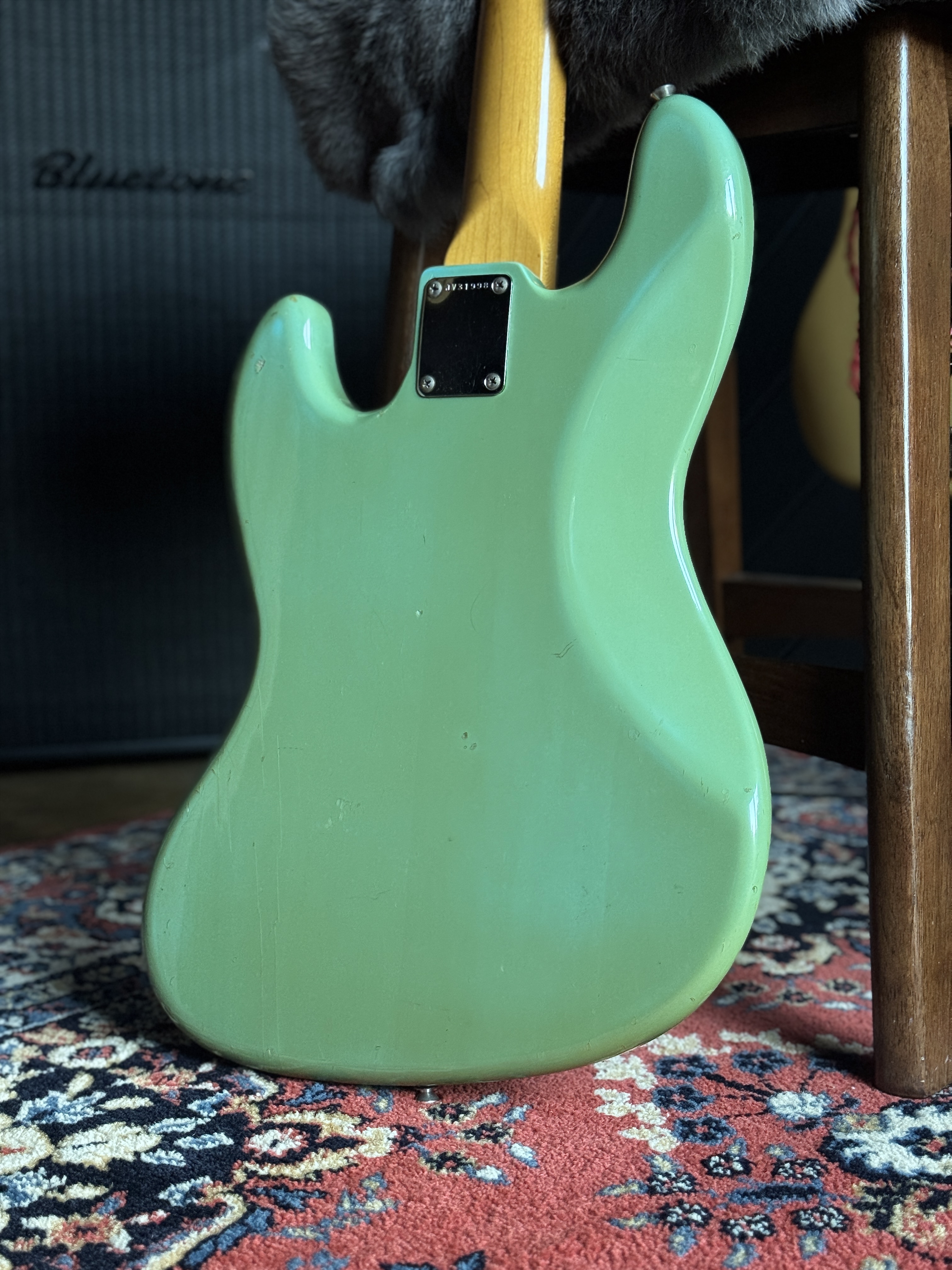 Rear body and neck plate of the Squier JV Jazz Bass