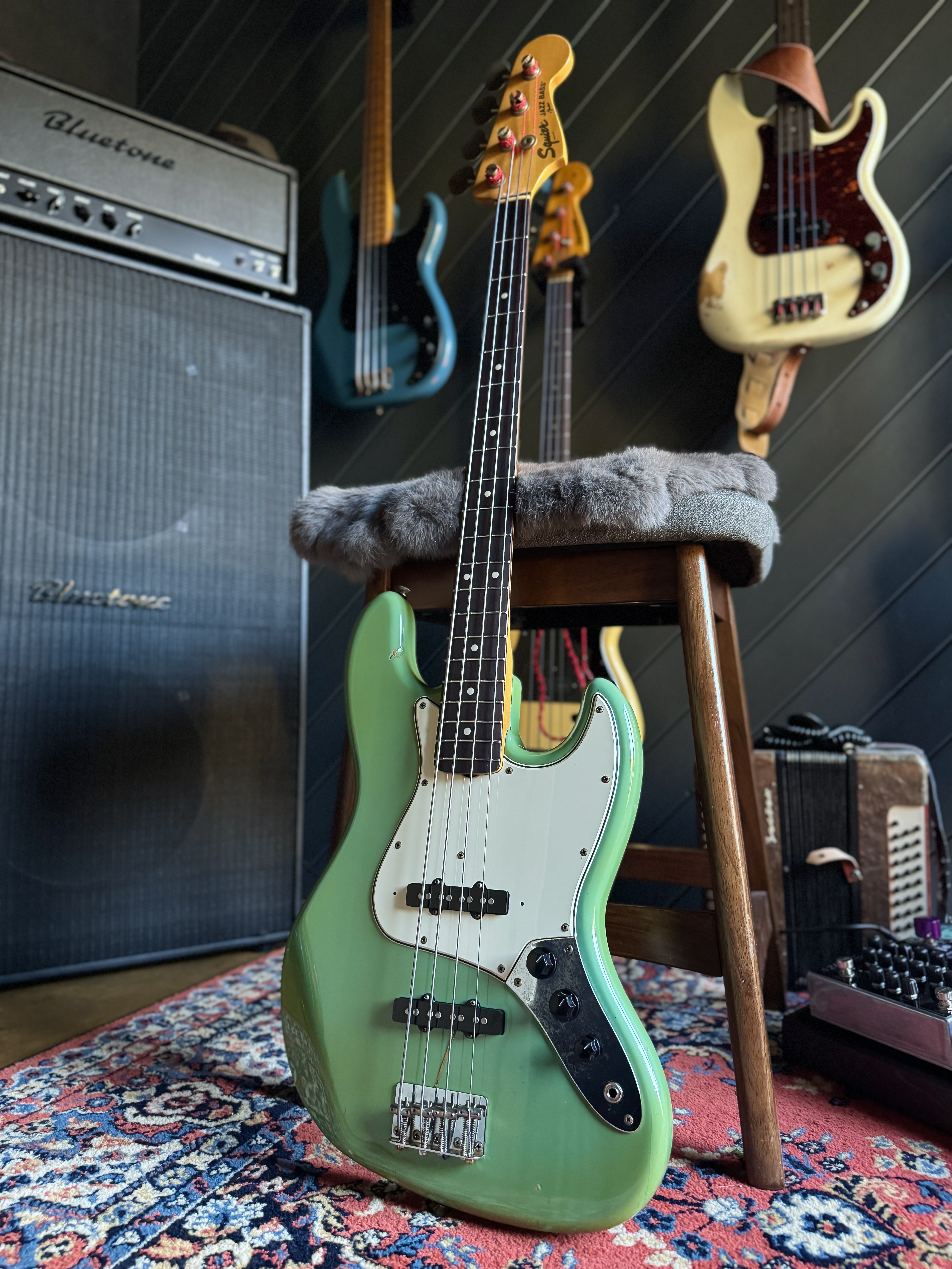 Full front view of the Squier JV Jazz Bass