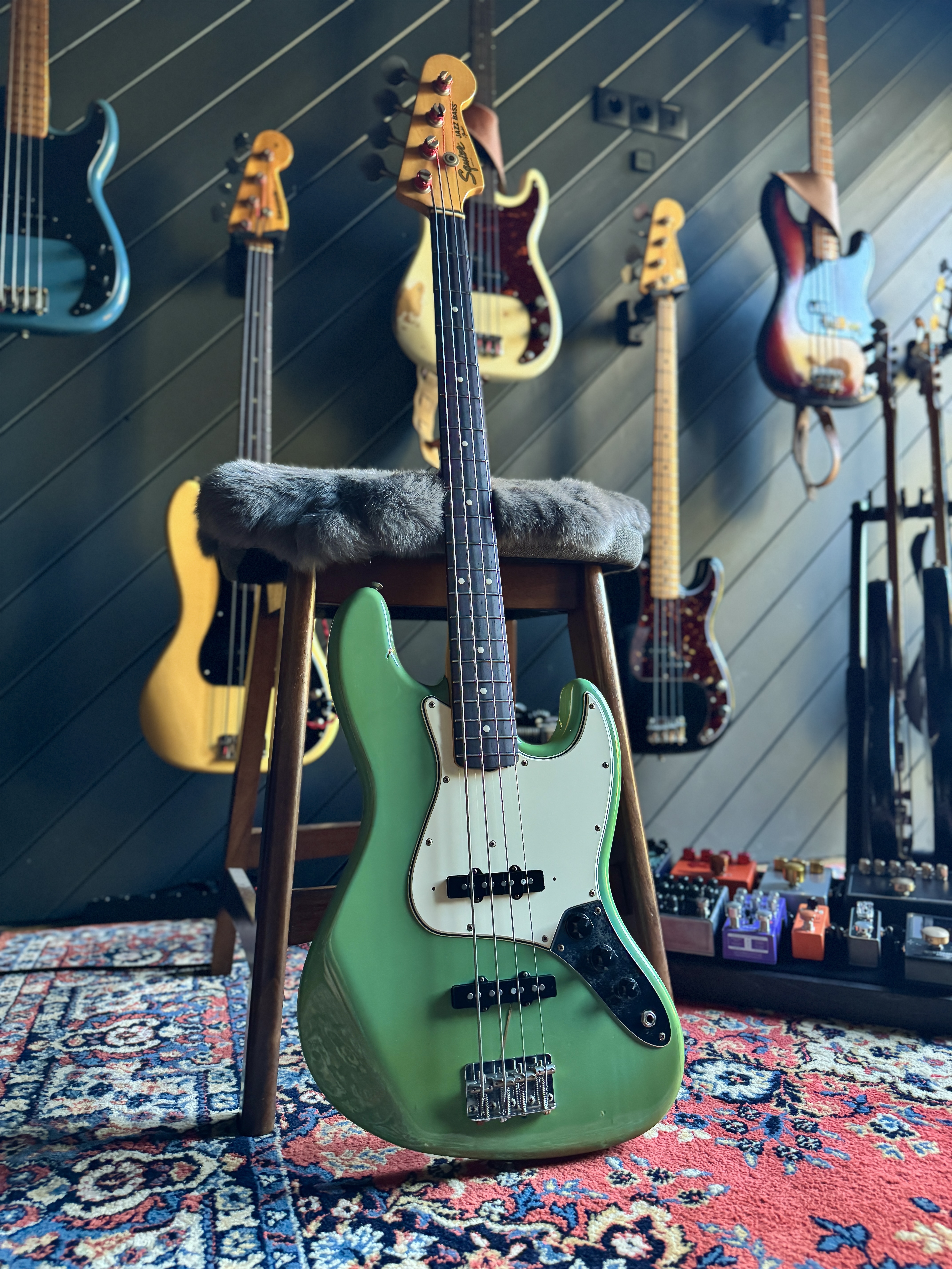 1983 Squier by Fender JV Jazz Bass — photograph in the Gruuvik Chamber collection