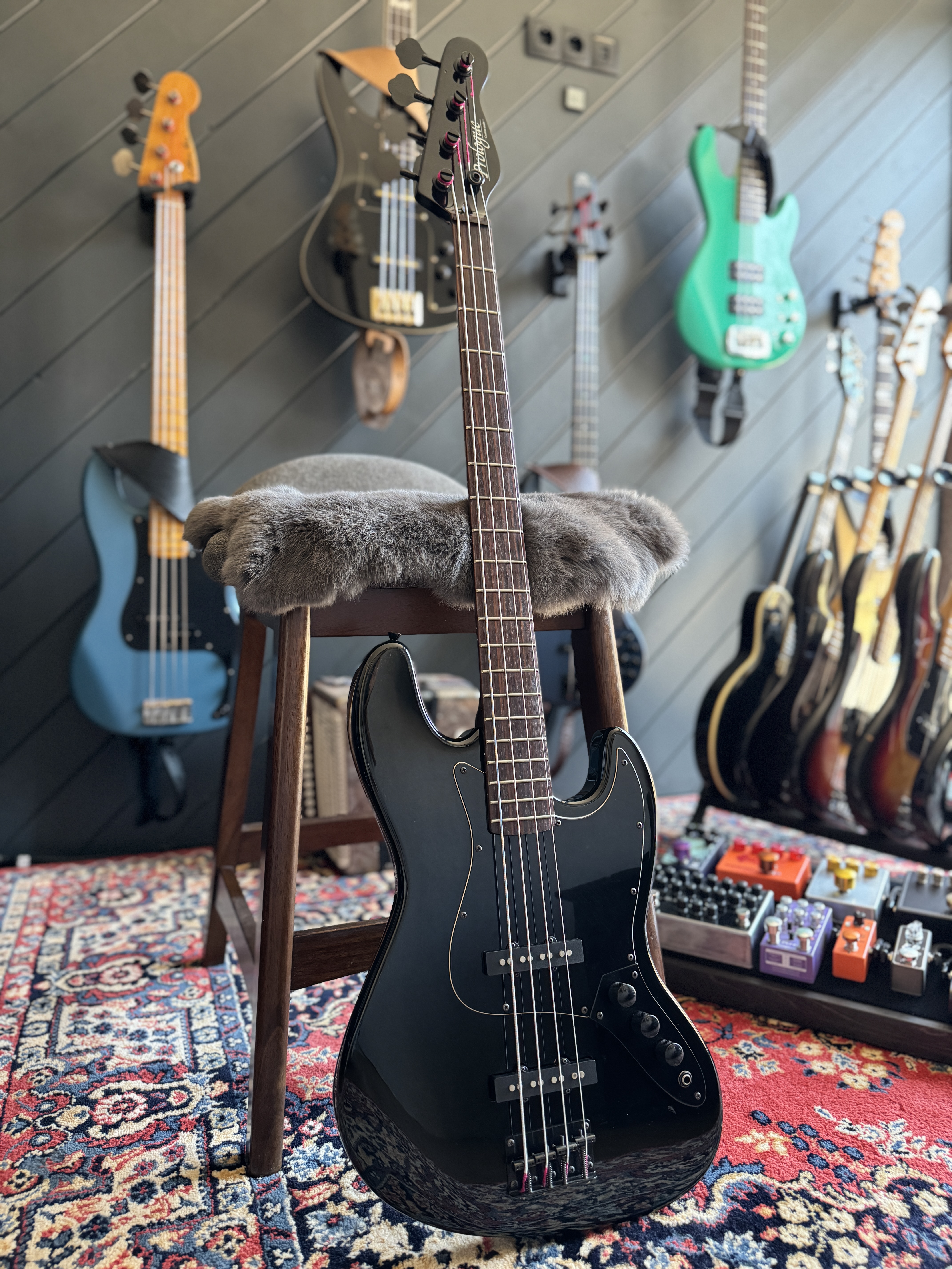 2010s Prologue All Black Jazz Bass — photograph in the Gruuvik Chamber Gone collection